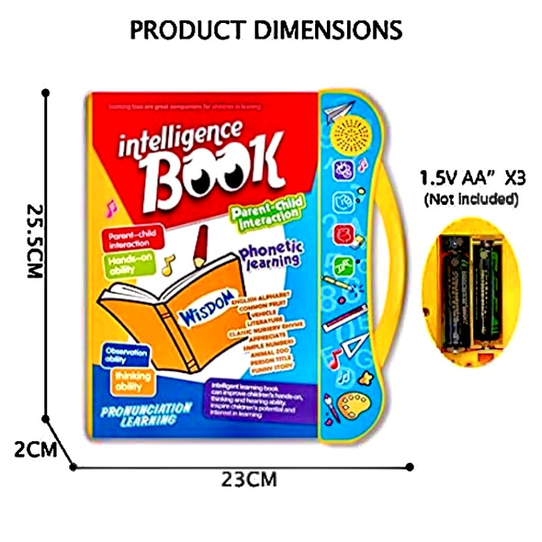 Super Entertaining Educational Toy Book, with Music, Audio, Multicolor for Kids. Smartest Way of Learning 123,ABC,Animal,Vehicles,Froots etc. 2+ Years Battery NOT Included.