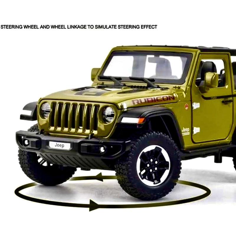 The ultimate littles mania rubican metal jeep car with openable doors , hood , sound and headlights.